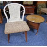 MAHOGANY SEWING BOX WITH LIFT TOP, STOOL,