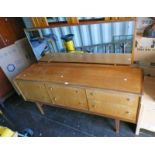 HOMEWORTHY TEAK DRESSING TABLE WITH MIRROR OVER 6 DRAWERS ON TAPERED SUPPORTS,