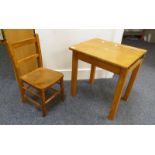 ELM CHILD'S CHAIR ON SQUARE SUPPORTS & CHILD'S DESK