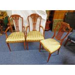 SET OF 3 LATE 19TH CENTURY MAHOGANY DINING CHAIRS ON SQUARE TAPERED SUPPORTS INCLUDING 2 ARMCHAIRS