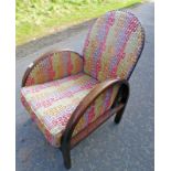 ART DECO STYLE OAK FRAMED ARMCHAIR