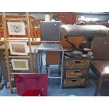 TUBULAR METAL & LEATHERETTE HIGH CHAIR, STOOL, STORAGE UNIT,