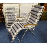 PAIR OF OCEAN RELAXER FOLDING GARDEN RECLINERS WITH BOXES