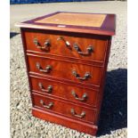 MAHOGANY 2 DRAWER FILING CHEST WITH LEATHER INSET TOP,