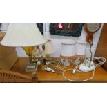 GOOD SELECTION OF TABLE LAMPS TO INCLUDE PAIR METAL LAMPS,