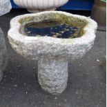 PINK GRANITE BIRDBATH,