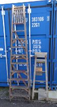 WOODEN STEP LADDER AND ONE OTHER