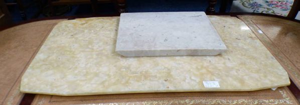 MARBLE SLAB & 1 OTHER, DIMENSIONS OF LARGEST LENGTH 70CM X WIDTH 40.