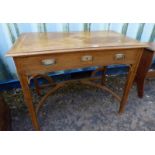 ART DECO STYLE SIDE TABLE WITH SINGLE DRAWER & UNDERSTRETCHER ON SQUARE SUPPORTS,