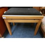 BEECH WOOD RISE & FALL PIANO STOOL ON SQUARE SUPPORTS
