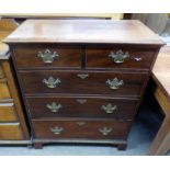 19TH CENTURY MAHOGANY CHEST OF 2 SHORT OVER 3 LONG DRAWERS ON BRACKET SUPPORTS,