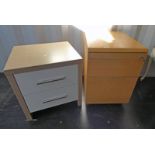 BEECH 3 DRAWER FILING CHEST & 2 DRAWER BEDSIDE CHEST