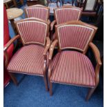 SET OF 4 STRIPED ARMCHAIRS ON SQUARE SUPPORTS