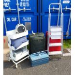 TOOLBOX, ALUMINIUM LADDER, 2 SUITCASES,