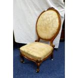 19TH CENTURY ROSEWOOD FRAMED BALLOON BACK CHAIR ON CABRIOLE SUPPORTS