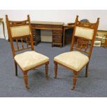 PAIR OF 19TH CENTURY WALNUT DINING CHAIRS ON TURNED SUPPORTS
