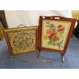 MAHOGANY FRAMED FIRE SCREEN & 1 OTHER,