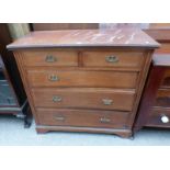 19TH CENTURY MAHOGANY CHEST OF 2 SHORT OVER 3 LONG DRAWERS ON BRACKET SUPPORTS.