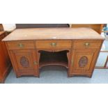 LATE 19TH CENTURY OAK SIDEBOARD OF 3 DRAWERS AND 2 PANEL DOORS WITH DECORATIVE CARVING BRACKET