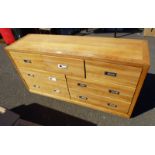 OAK SIDEBOARD OF 3 SHORT OVER 4 LONG DRAWERS,