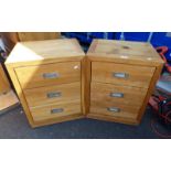 PAIR OF OAK 3 DRAWER BEDSIDE CHESTS,