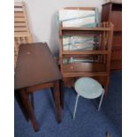 PAINTED CHILD'S COT, OAK GATE LEG TABLE,