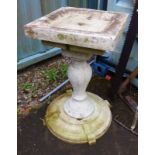 CONCRETE BIRD BATH ON PLINTH BASE,