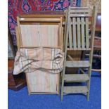 BEECH FRAMED SUN LOUNGER WITH AWNING SEAT AND WOODEN STEP LADDER