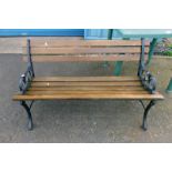 GARDEN BENCH WITH PAINTED METAL ENDS