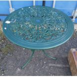 METAL CIRCULAR GARDEN TABLE WITH PIERCED DECORATION,