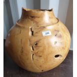 SPALTED SYCAMORE BURR JUG SIGNED 2008 ANGUS CLYNA TO BASE Condition Report: The