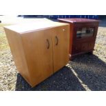 MAHOGANY MEDIA CABINET WITH GLASS PANEL DOOR OVER 3 DRAWERS & 2 DOOR CABINET