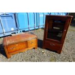 CONTINENTAL MAHOGANY MEDIA CABINET WITH GLASS PANEL DOOR OVER DRAWER,