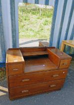 20TH CENTURY MAHOGANY DRESSING TABLE WITH MIRROR AND 2 SHORT OVER 2 LONG DRAWERS WIDTH 99 CM X