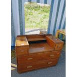 20TH CENTURY MAHOGANY DRESSING TABLE WITH MIRROR AND 2 SHORT OVER 2 LONG DRAWERS WIDTH 99 CM X