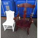 MAHOGANY ROCKING ARMCHAIR & PAINTED ROCKING CHAIR