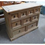 PINE CHEST OF 4 SMALL OVER 3 SHORT OVER 2 LONG DRAWERS,