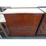 19TH CENTURY WALNUT CHEST OF 2 SHORT OVER 3 LONG DRAWERS WIDTH 106 CM X HEIGHT 106 CM