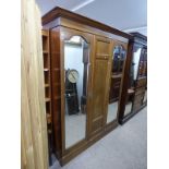 LATE 19TH/EARLY 20TH CENTURY INLAID MAHOGANY WARDROBE WITH 2 MIRROR PANEL DOORS