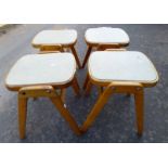 SET OF 4 STACKABLE STOOLS WITH LEATHERETTE TOPS