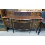 19TH CENTURY STYLE MAHOGANY SIDEBOARD WITH 2 LIFT PANEL DOORS AND TAMBOUR SLIDING DOOR OVER BASE OF