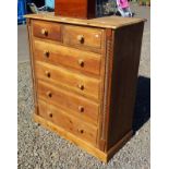 PINE CHEST OF 2 SHORT OVER 4 LONG DRAWERS WITH BARLEY TWIST DECORATION,