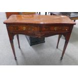 19TH CENTURY STYLE MAHOGANY SIDE TABLE WITH SHAPED TOP & 2 DRAWERS ON SQUARE TAPERED SUPPORTS,