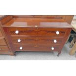 19TH CENTURY MAHOGANY CHEST OF 3 DRAWERS ON QUEEN-ANNE SUPPORTS WIDTH 127 CM X HEIGHT 96 CM