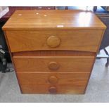 TEAK 4 DRAWER CHEST WIDTH 70 CM X HEIGHT 78 CM Condition Report: The item has some