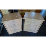 PAIR OF BEECH 3 DRAWER BEDSIDE CHESTS