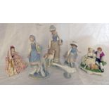 4 LLADRO & NAO FIGURES AND CONTINENTAL FIGURE GROUP