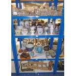 SELECTION OF VARIOUS ITEMS INCLUDING CRYSTAL VASES, PARAFFIN LAMPS,