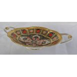 ROYAL CROWN DERBY TWIN HANDLED DISH WITH OLD IMARI PATTERN,