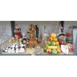 JACOBEAN GLASS ADVERTISING FIGURES, 19TH CENTURY STAFFORDSHIRE FIGURES, 5 TOBY JUGS,